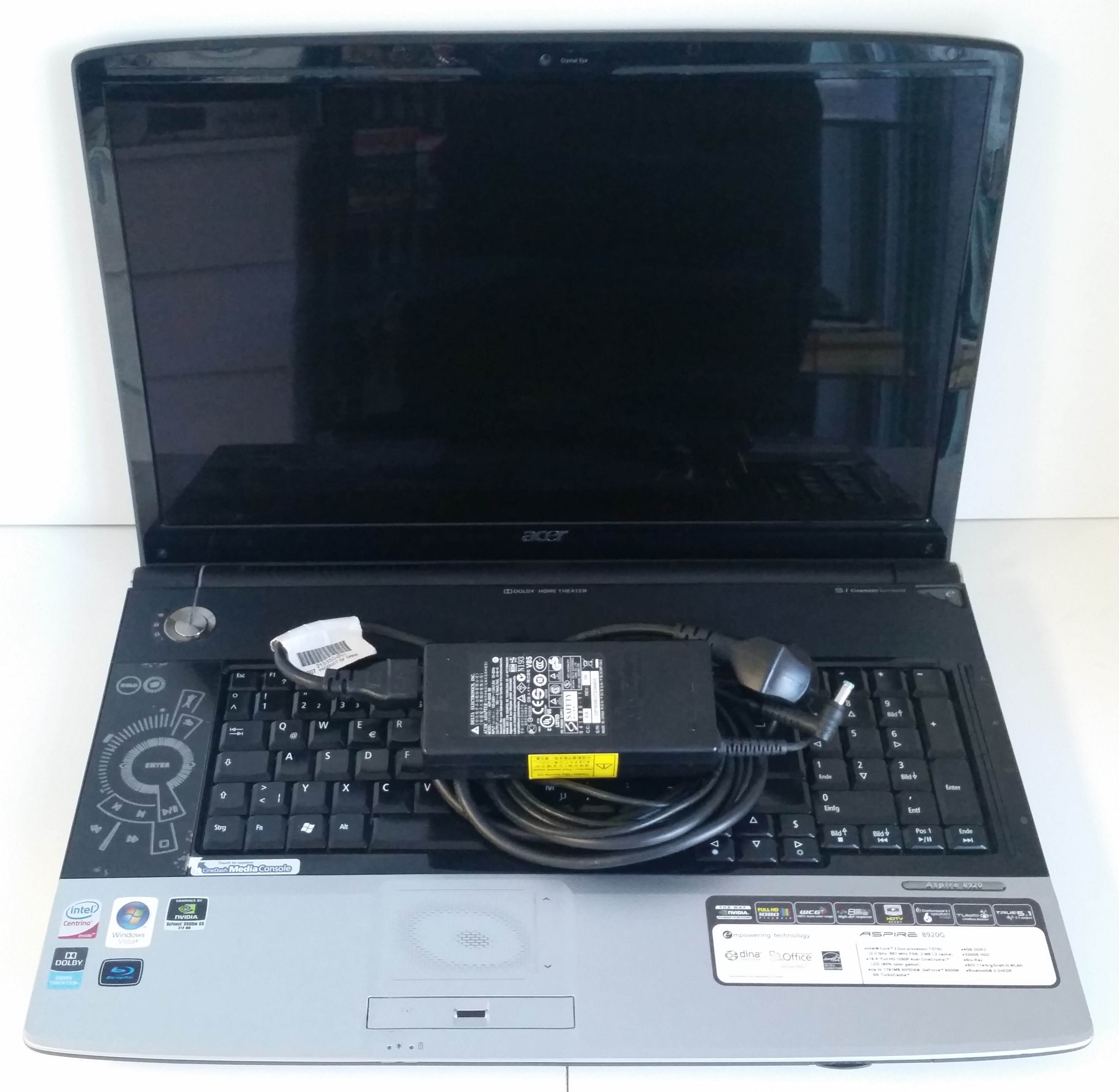 Notebook - Acer Aspire 8920G (18,4 Zoll, 2x 2,1 GHz, 8 GB RAM, SSD 240 GB, HDD 750 GB)